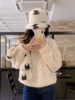 跑量 Celine思琳凯旋门毛毛帽子 白色 卡其色