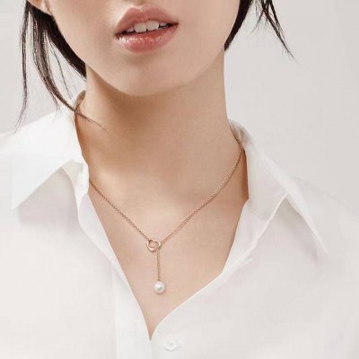tiffany 蒂芙尼 心形珍珠套索锁骨链项链 Elsa peretti 系列 Open Heart 设计简约 引人共鸣 诠释出爱的真谛 简约的珍珠突显此款项链
