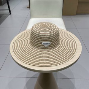 普拉达prada女士夏天可折叠太阳帽 沙滩帽 大檐遮阳帽 大沿草帽 防晒