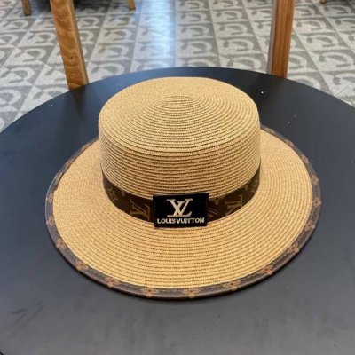 lv路易威登 2025新款皮边编织平顶草帽，出街必备超好搭配，赶紧入手！