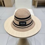 塞琳Celine复古线条春夏编织渔夫帽横条纹女帽子软顶盆帽百搭防晒出游遮阳