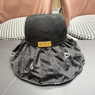 Lv路易威登帽子女夏季渔夫帽遮阳遮脸黑胶太阳帽网红防紫 外线大檐空顶防晒帽