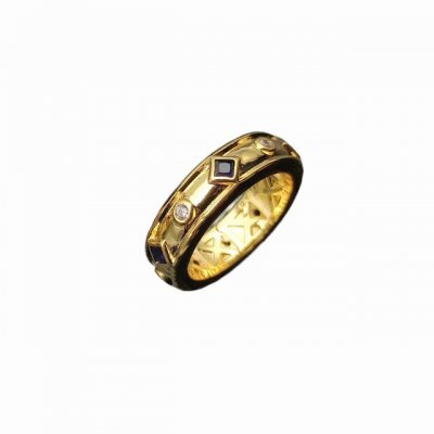 david Yurman 金色镶宝石文艺复兴乐队戒指 蓝钻 尺寸 美号 6-7-8-9 四个号 编号 Dyjz-113