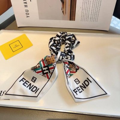 配包装 fendi 芬迪 双F字母飘带马尾发圈 蝴蝶结肠圈 高档韩版皮筋 经典花型设计 高端大气 名媛范儿