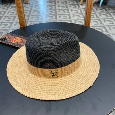 Lv路易威登 新款拼拉菲草草帽 出街必备超好搭配 赶紧入手