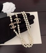 p120 【Ch*Nel 最新款浅金黑字母珍珠毛衣链】一致Zp黄铜材质