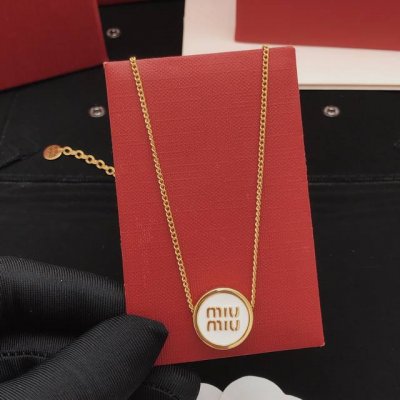 编号Mxl0005 Miumi*最新款白色圆形项链 一致Zp黄铜材质