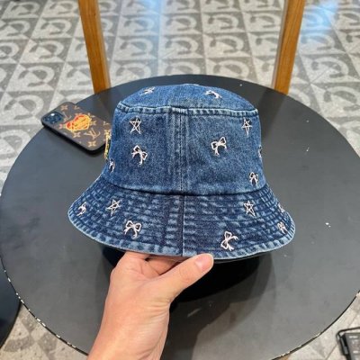 Lv路易威登牛仔渔夫帽女 新款春夏季日系水洗渐变大檐气质百搭水桶盆帽子