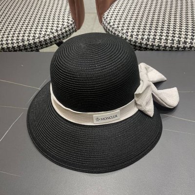 p100 蒙口Moncler帽子女春夏韩版潮优雅蝴蝶结草编渔夫帽 夏遮阳草帽