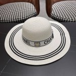 Chanel香奈儿 2025新款草编大檐拼色织带款编织草帽 优雅大方的一款