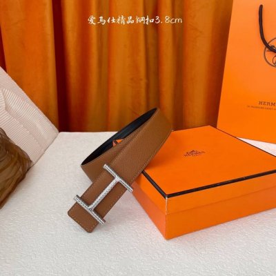 hermes 爱马仕，宽3.8Cm进口原版皮带身，双面可两面用，精品电镀五金 ！顶级