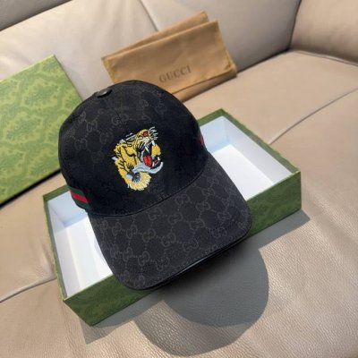 配盒子布袋 Gucci 古奇 新款原单棒球帽 虎头刺绣 1:1开模订制 重工刺绣 细节可媲美专柜 原版帆布料+头层牛皮 质量超赞 帅男靓女首选 时尚百搭 基础头