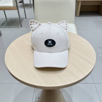 Celine塞琳2025春秋新款猫耳朵棒球帽子女甜美可爱时尚硬顶休闲高品质鸭舌帽