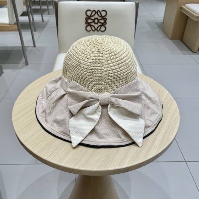 Gucci古奇女夏季遮阳防晒防紫外线蝴蝶结渔夫帽遮脸黑胶太阳帽