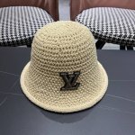Lv路易威登新款钩织卷边渔夫帽子女夏季时尚优雅百搭洋气出 街盆帽透气舒适帽