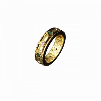 david Yurman 金色镶宝石文艺复兴乐队戒指 绿钻 尺寸 美号 6-7-8-9 四个号 编号 Dyjz-114
