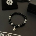 新款 专柜品质 Chrome Hearts克罗心 经典复古多元素 黑玛瑙手链 手串，凹凸造型不同的花纹设计风格 呈现出与众不同 十字架 童军花是克罗心的志 所以