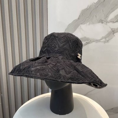 chanel香奈儿大帽檐防晒渔夫帽，夏季防紫外线海边度假沙滩太阳帽防晒遮阳帽简约网红款，头围57Cm
