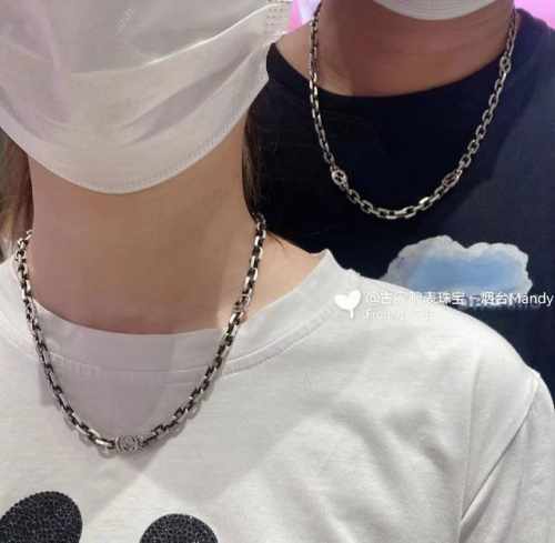 Gucci古驰做旧效果互扣式双G项链尺寸：60Cm