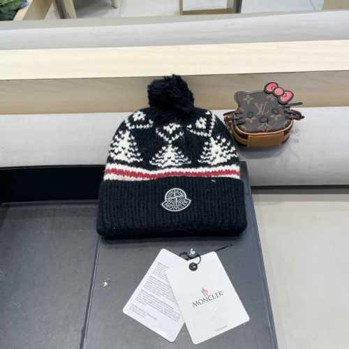 Moncler冬季加厚保暖帽子女可爱大毛球针织帽大头围韩版冬天防寒护耳冷帽