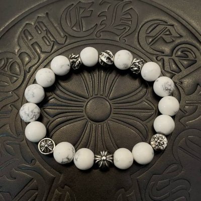 新款 专柜品质 Chrome Hearts克罗心 经典复古多元素白松石手串手链 凹凸造型不同的花纹设计风格呈现出与众不同 十字架童军花是克罗心的标志 所以更经久