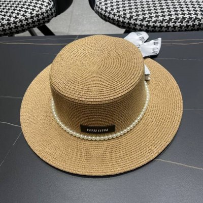 Miu Miu缪缪 新品 渔夫款草帽 四色现货来袭 夏季度假首选系列 上脸显瘦 洋气十足的一款 头围57Cm