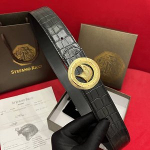 stefan0 Ricci 男士腰带 精选进口牛皮压花鳄鱼纹 精雕原版鹰头钢扣 镶嵌满施华洛世奇水晶钻 尽显高贵气质 3.8宽度 专柜同款