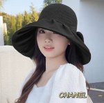香奈儿Chanel 渔夫帽女春夏季泡泡边大沿遮阳帽度假逛街透气编织防晒渔夫帽
