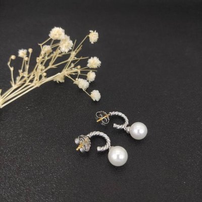 david Yurman 珍珠耳环白金色，黄金色。 编号Dyeh-006，Dyeh-006