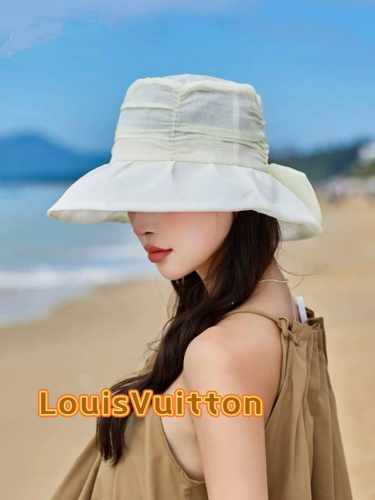 Louisvuitton路易威登春夏季遮阳渔夫帽子女款百搭遮脸防紫外线太阳帽大檐出游防晒盆帽