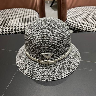 prada普拉达镂空透气水桶帽女夏天出游逛街百搭 小清新盆帽潮日系休闲优雅帽子