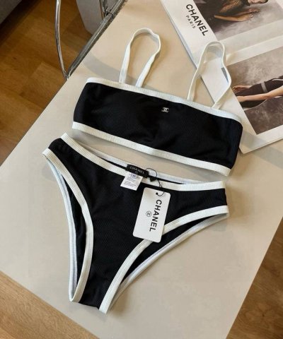 chanel香奈儿中古针织比基尼 分体泳衣 S M L Xl