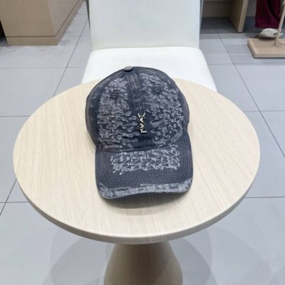 p70 圣罗兰棒球帽女2025新款高品质磨毛破洞百搭水洗棉潮牌鸭舌帽显脸小