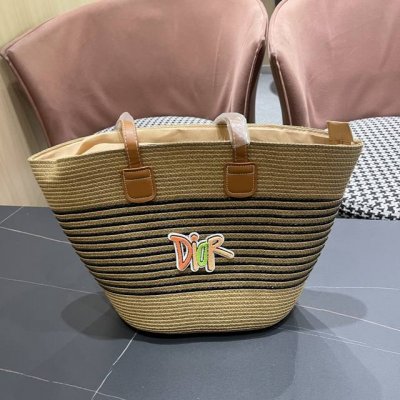 迪奥Dior网红新款草帽户外遮阳帽配复吉包两件套大帽檐显 脸小配大容量包包