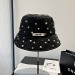 miumiu缪缪手工钉珠渔夫帽 珍珠渔夫帽 头围57Cm