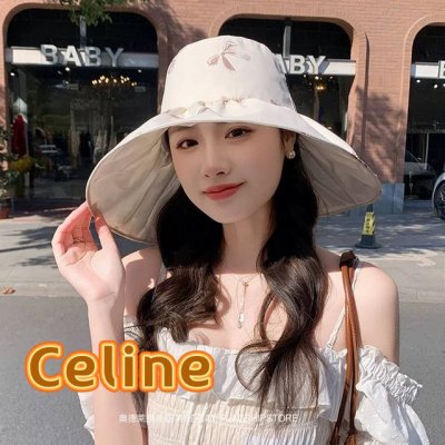 塞琳Celine2025新款渔夫帽女夏季大帽檐遮阳防晒帽子遮脸防紫外线海边太阳帽