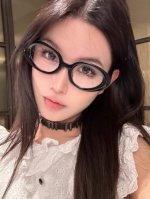 chane*复古素颜神器椭圆形Y2K配有度数黑框小脸小框平面镜女近视眼镜架