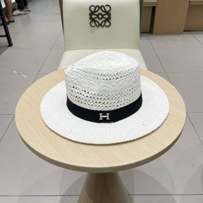 hermes爱马仕2025新款复古巴拿马小礼帽草帽出游海边度假防晒遮阳帽沙滩太阳帽女