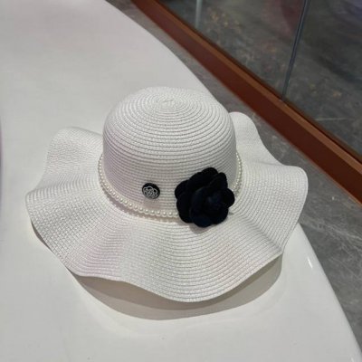Chanel香奈儿 新款草帽 太阳帽 沙滩遮阳帽 山茶花配饰 超有夏天的味道 头围57Cm