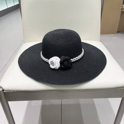 Chanel香奈儿 2025新款草编山茶花编织盆帽草帽 度假休闲必备 优雅大方的一款