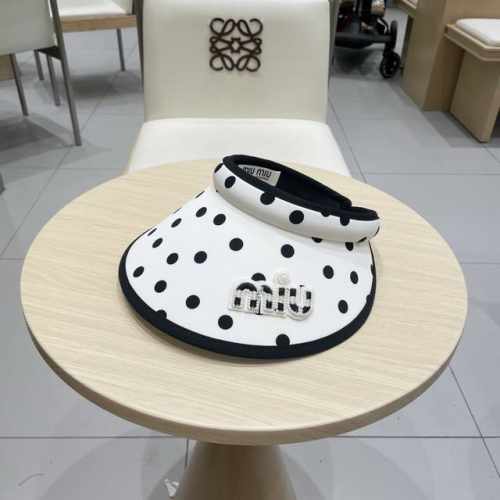 miumiu缪缪新款波点空顶遮阳帽，遮阳发箍