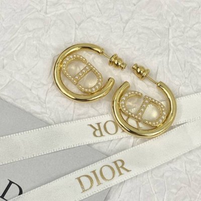 编码E2361 Dior耳钉热销款火爆上新 金属“Cd”标志正中央，半月形线条环绕 勾勒出精致的耳部线条，别致个性