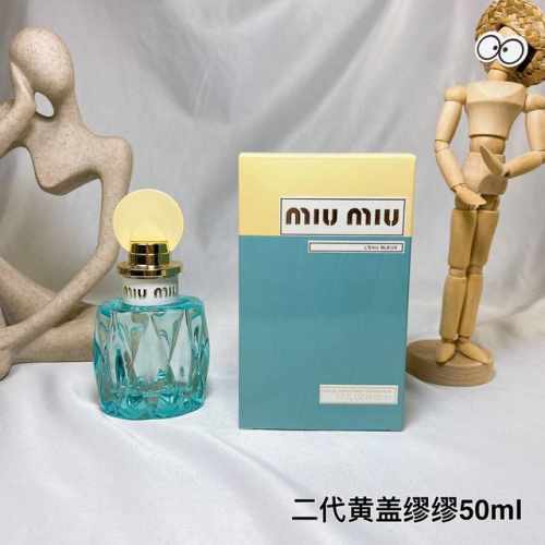 专柜品质 二代黄盖缪缪50Ml，Miumiu 缪缪 L’Ean Bleue女士淡香精 Miu Miu 家第二款同名香水'eau Bleue，是一款花香型女用香水