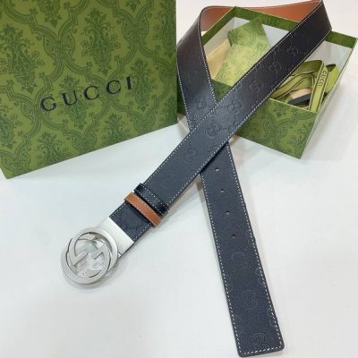 Gucci皮带 3.8Cm专柜品质双面进口小牛皮,可双面使用.旋转扣纯铜五金扣。金属配件深受品牌辉煌的经典设计所影响，得以重新诠释