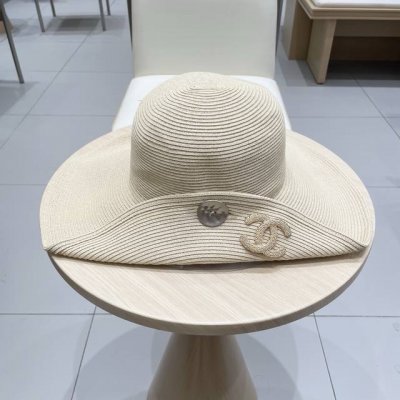 Chanel香奈儿 2025新款草帽女海边大帽檐沙滩遮阳帽可折叠法式防晒帽子