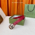 品牌 Gucci ：原单面头层牛皮腰带搭配原厂皮底，新款双G铜扣，时尚大方，古奇又一经典之作，宽度3.0Cm