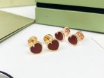 耳钉 飞碟耳堵 梵克雅宝 Vca红玛瑙桃心耳钉 女神必备款 Buling Buling～电镀18K玫瑰金黄金 925银针防过敏