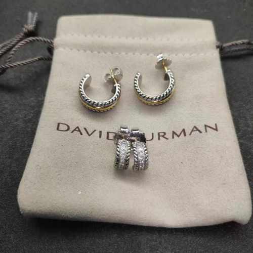 上新 David Yurman 11.4Mm银色带钻半环耳环。编号 Dyeh-80 p30 15.6Mm分色半环耳环 编号 Dyeh-071