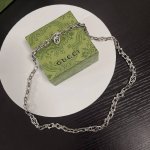 代购25新款Gucci古驰项链男士情侣古巴链互扣古奇双G女士正品