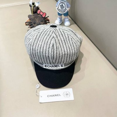 Chanel香奈儿贝雷帽女春秋季复古百搭显脸小报童帽大头围八角画家帽子